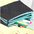 Double zipper printed design large capacity portable pen case for children