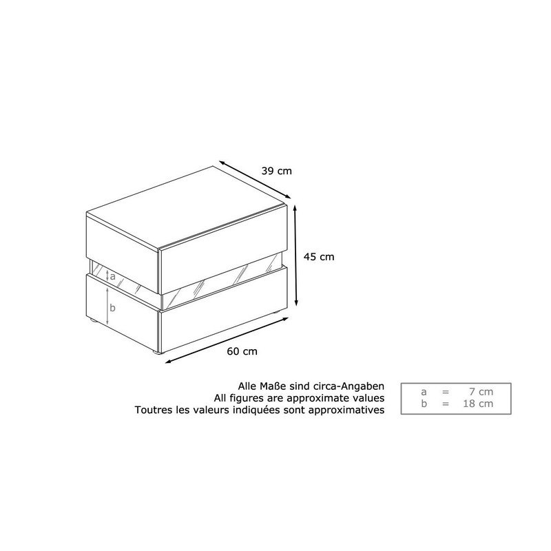  High Gloss Chest of Drawer with LED light 