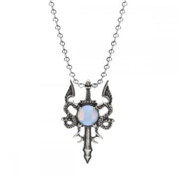 Vintage Double Dragon Sword Alloy Necklace