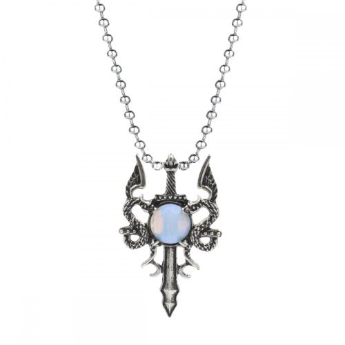 Vintage Double Dragon Sword Alloy Necklace