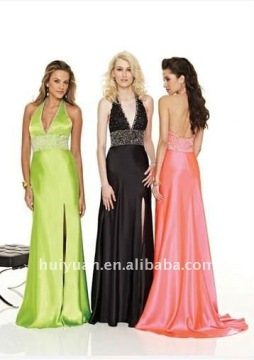 satin halter long evening dresses