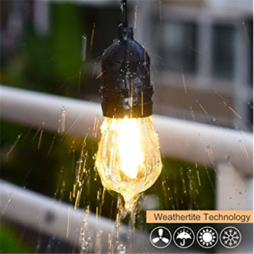 48 Ft Amber LED Outdoor String Lights with 15 Lights Commercial Weatherproof Patio String Lights