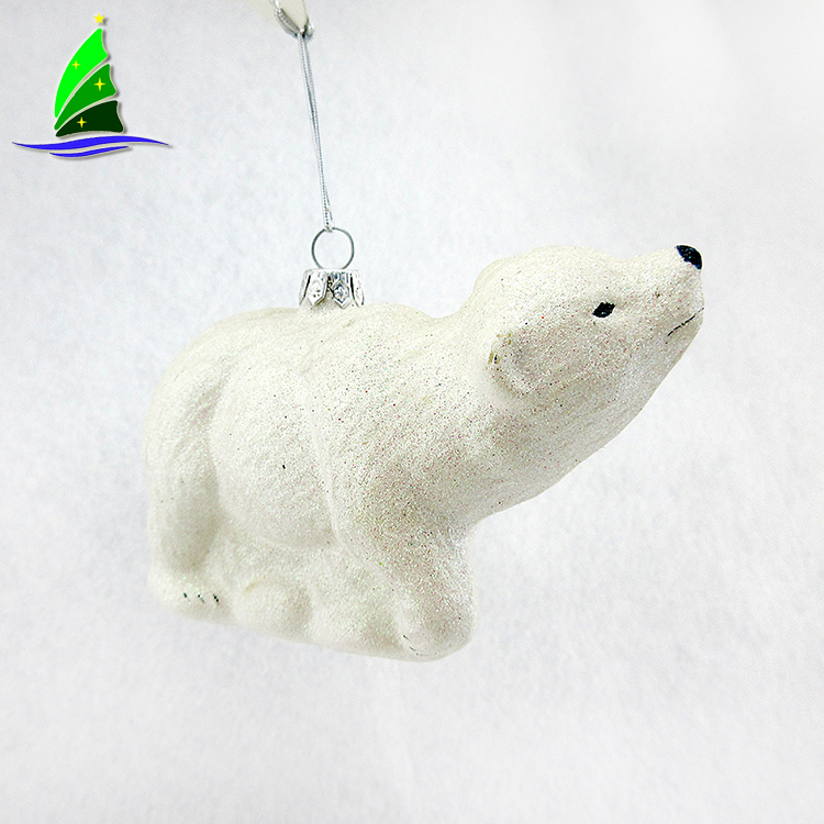 Hot Sale Factory Direct Price Hanging Polar Bear Glass Ornaments Xmas Glass Ornament Decorations