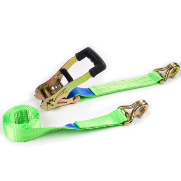 Tay cầm cao su 2 &quot;5T 50mm Ratchet Buckle Tiedowns Dây đeo màu xanh lá cây với móc khóa đôi J 2 inch Chốt an toàn