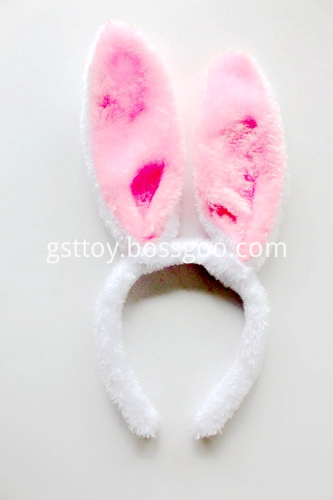 11.5 Inches White Pink Plush Headband