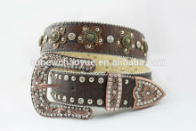 Hot Seller Western cowgirl bling rhinestone Concho leather belt
