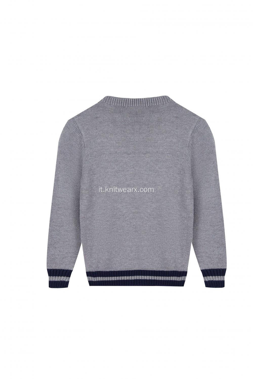 Pullover girocollo da bambino lavorato a maglia jacquard Castle