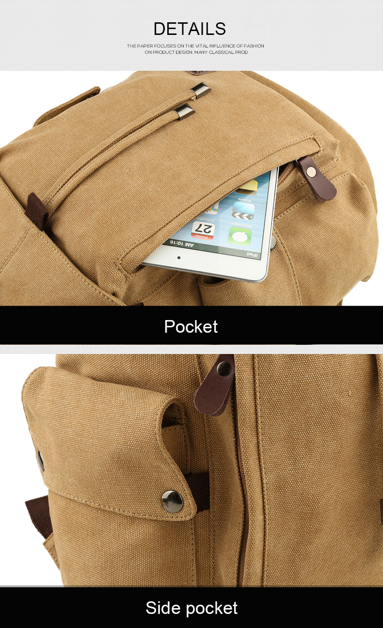 Large leisure outdoor business hiking bags backpacks carry on travel computer vintage canvas backpack
