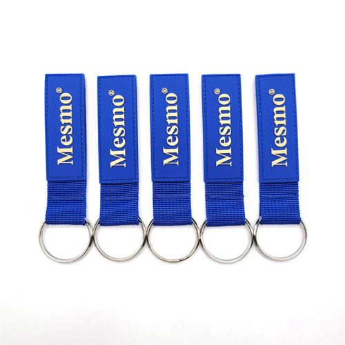 Rubber Label Wristlet Strap Keychain Webbing Keychain