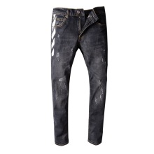 Hot-sell Men's Black Printed Jeans