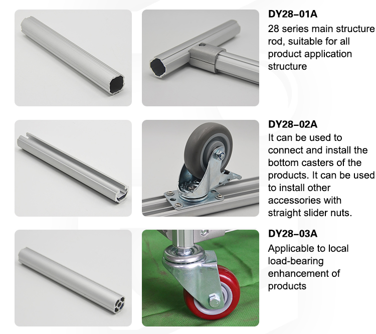 DY43-02A Industrial OD 43 mm T-groove Aluminium Alloy Lean Tube for Workshop Round Pipe