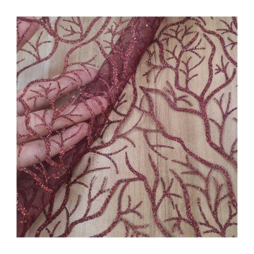 Polyester Coral Trees Glitter Tulle Dress Clothing Fabric