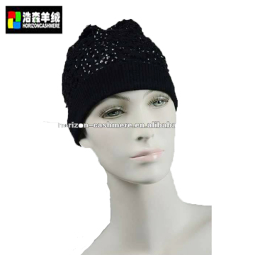 Fahsion Sequin Hat, Black Handmade Knit Hat