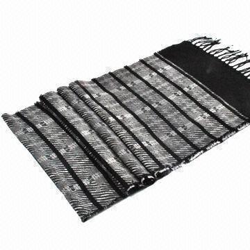 Male funds 100% wool stripe jacquard weave scarf