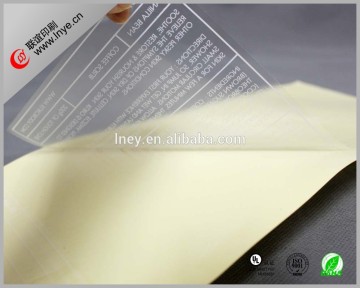 Clear adhesive private label sticker printing/clear waterproof plastic sticker