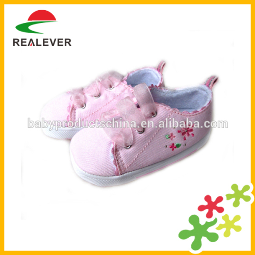 Cheap twill baby shoes with embroidery 0-24 months baby shoe