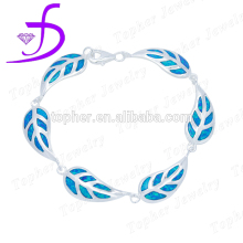 wholesale leaves shaped silver opal bracelet amethyst blue fire opal bracelet