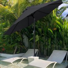 Portable Garden Line Patio Umbrella with 8 Ribs and Decorative Bases