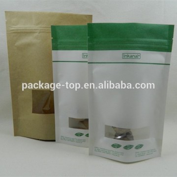 silver silk white rectangle window doypack pouch standup zipper lock rice paper packaging bags