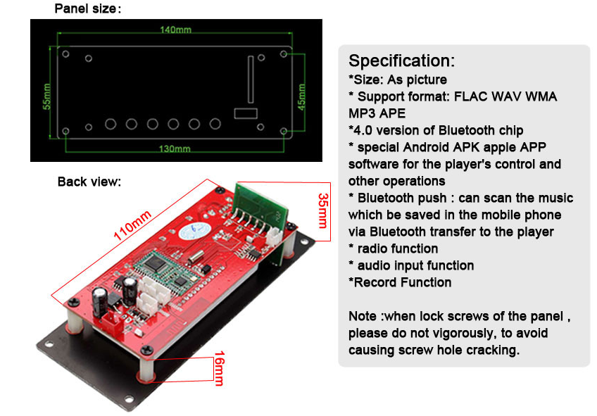 Wireless MP3 Decoding Board 4.0 Blue tooth Audio Module USB SD Radio APE FLAC WMA AUX External Signal Source Interference Board