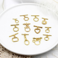 Designer-Inspired DIY Jewelry Components: 18K Gold-Plated Findings, Toggle Clasps, and Charms for Necklace and Bracelet Making