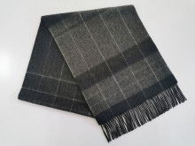 Top quality black and grey checked lambswool scarf
