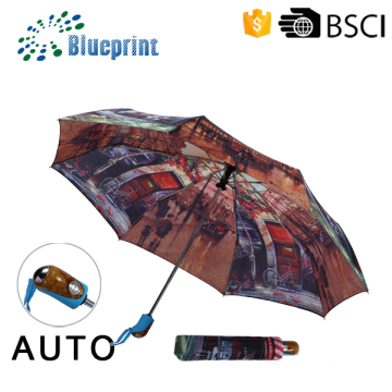 23 inch custom digital print auto folding umbrella