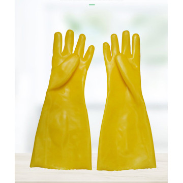 Gelbe anti-chemische sandige Finish-Handschuhe 45 cm