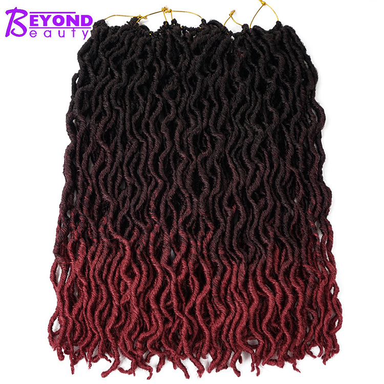 Goddess Locs Ombre Crochet Hair 20 inch Curly Faux Locs African Roots Dreadlocs Hair Extensions pre braided synthetic hair Bulk