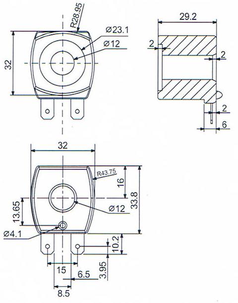 Overall dimension of BC.080 DC12V/24V 8W Solenoid Coils