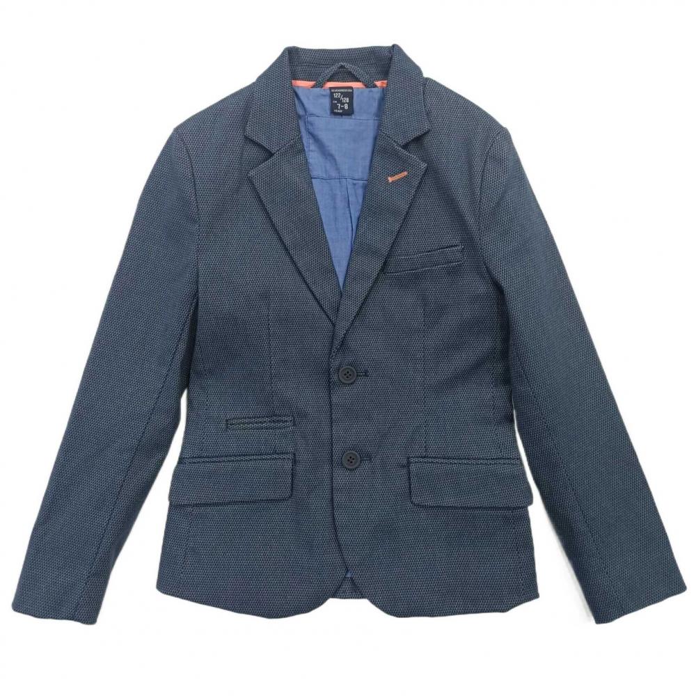 Boy's Cotton-Stretch Blazer in Grey Blue