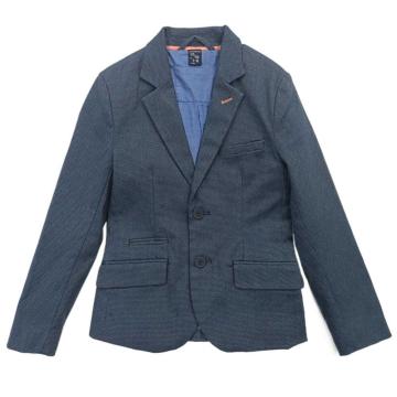 Boy&#39;s katoen-stretch blazer in grijs blauw