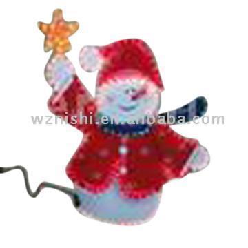 Rope Light Silhouette (Waving Snowman)