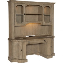 American Traditional Wooden Computer Credenza with Bookcase for Home Office