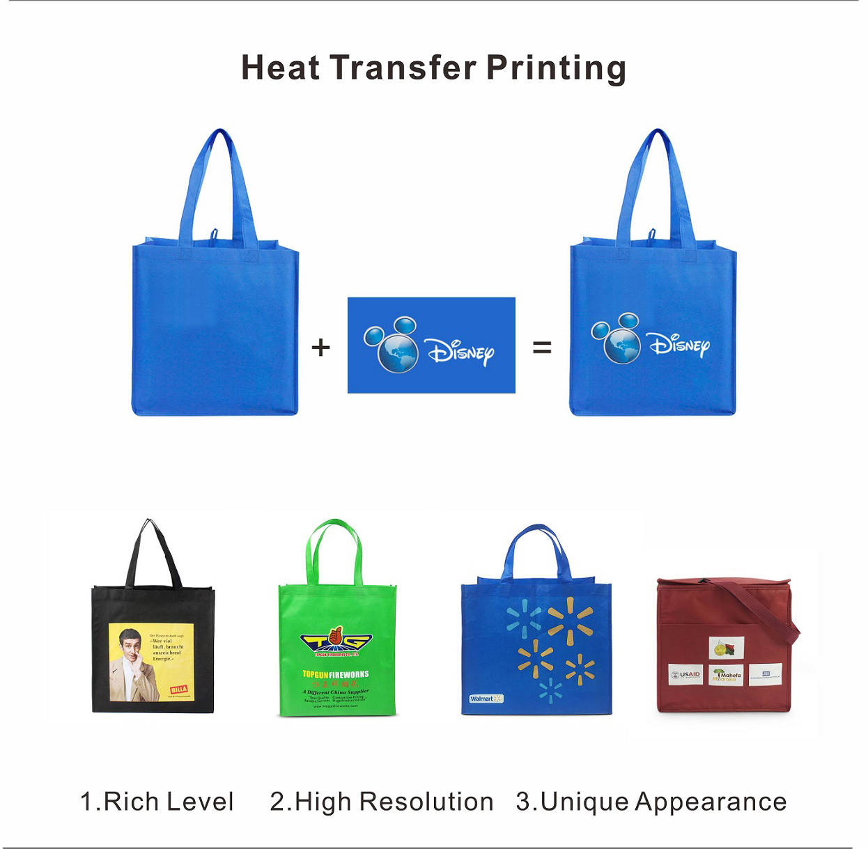 Bolsas de asas baratas Tela reciclable impresa personalizada Bolsos de compras no tejidas con logo