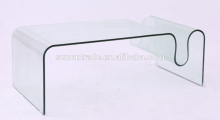 hot modern bent glass coffee table with 12mm toughened glass