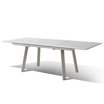 Aluminum Dining Table Patio Furniture Set with Stackable Outdoor Chairs for Extended Outdoor Dining