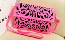 CANALOLO HOLLOW PINK FOLD HAND BAG EVENING POUCH SMALL MINI BAG