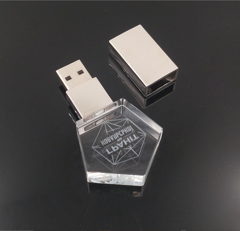 Crystal de metal de vidrio blanco 32 GB USB Flash Drive