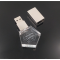 White Glass Metal Crystal 32GB USB Flash Drive