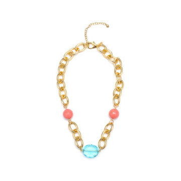 Fat Crystals Simple Gold Chain Necklace 1205-FF