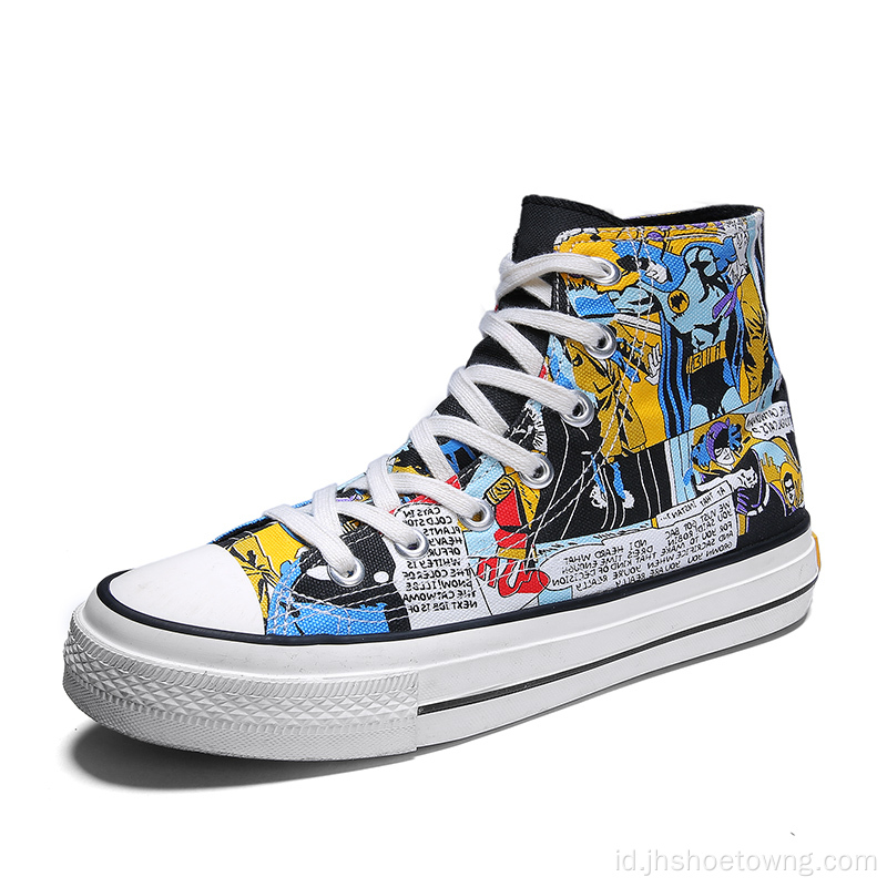 Sepatu Kasual Pria Hand Painted Batman Fashion Sneakers