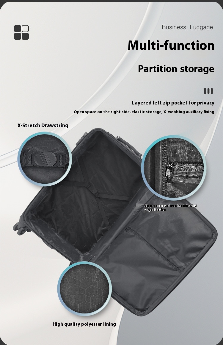 ကြီးမားသောစွမ်းရည်အောက်စ်ဖို့ဖောလန့်အထည်လွှင့်စက်အိတ်အသေး Large Capacity Oxford Cloth Trolley Bag Case