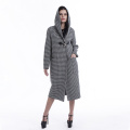 Winter black-and-white checked cashmere overcoat