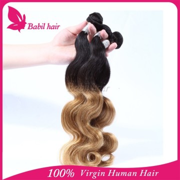 100% human ombre hair braiding hair, ombre bundles 100% remy human hair extension