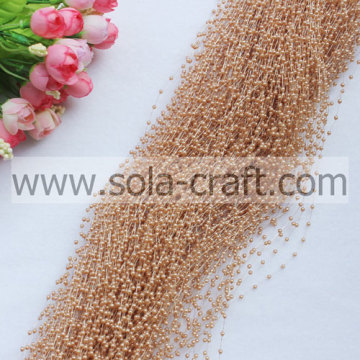 3mm light coffee color wire faux pearl beaded trimming with the length of 1.3m per strands