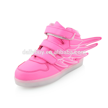 Unisex USB charging high cut kids flashing shoes with no laces