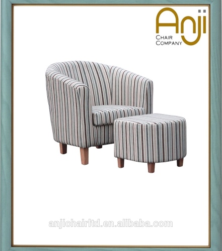 Wooden Frame Stripe Fabric Tub Chair For Living Room And Hotel