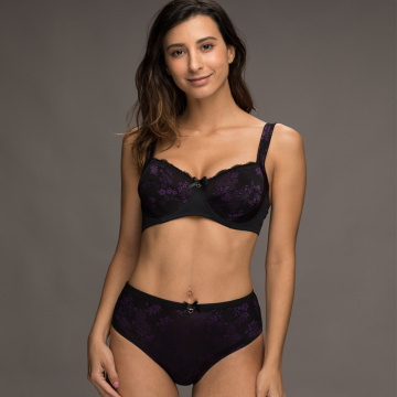 Ensemble de soutien-gorge en tissu jacqurad à fleurs personnalisé