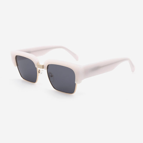 Classic Square Acetate And Metal Combined Unisex Sunglasses 23A8109